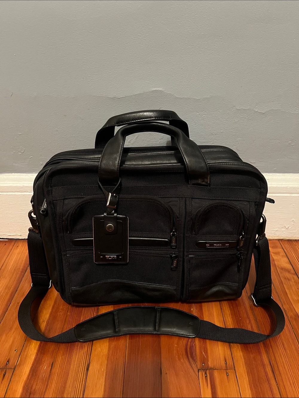 Tumi Black Nylon Laptop Briefcase with Shoulder Strap